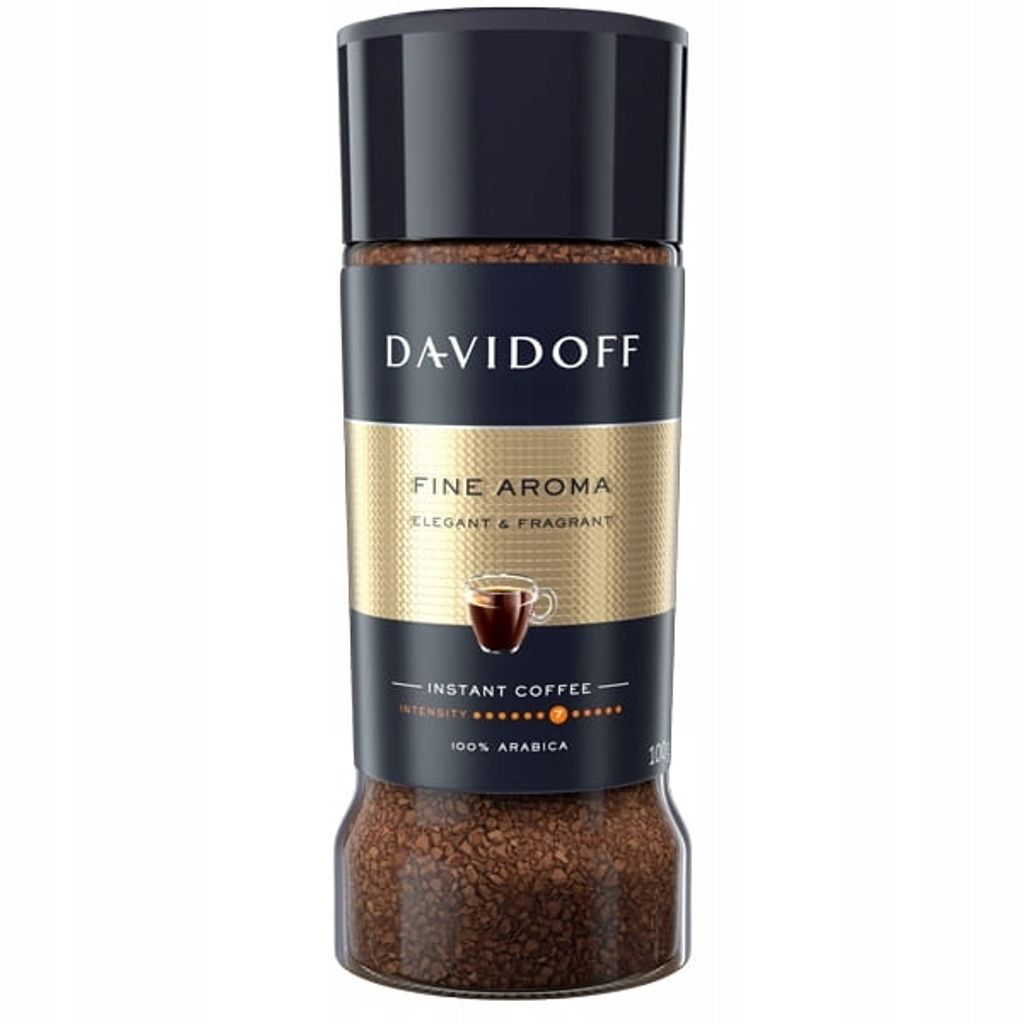 A product shot of a jar of Davidoff Fine Aroma Instant Coffee.