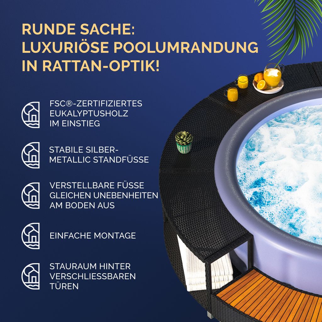CASARIA® Luxus Whirlpool Verkleidung Polyrattan Innen Ø 206 Produktbild 3