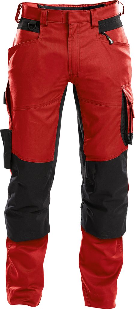 DASSY Dynax Arbeitshose mit Stretch und Kniepolstertaschen ROT/SCHWARZ Gr.60 Länge: STANDARD