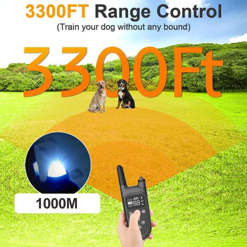 1000M Hundeerziehungshalsband mit Vibrations- und Tonfunktion