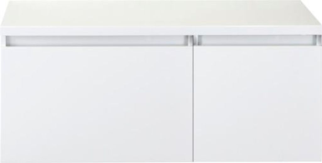Waschtischunterschrank Sanox Frozen BxHxT 100 (60/40) x 43 cm x 45 cm Frontfarbe weiß hochglanz mit Waschtischplatte