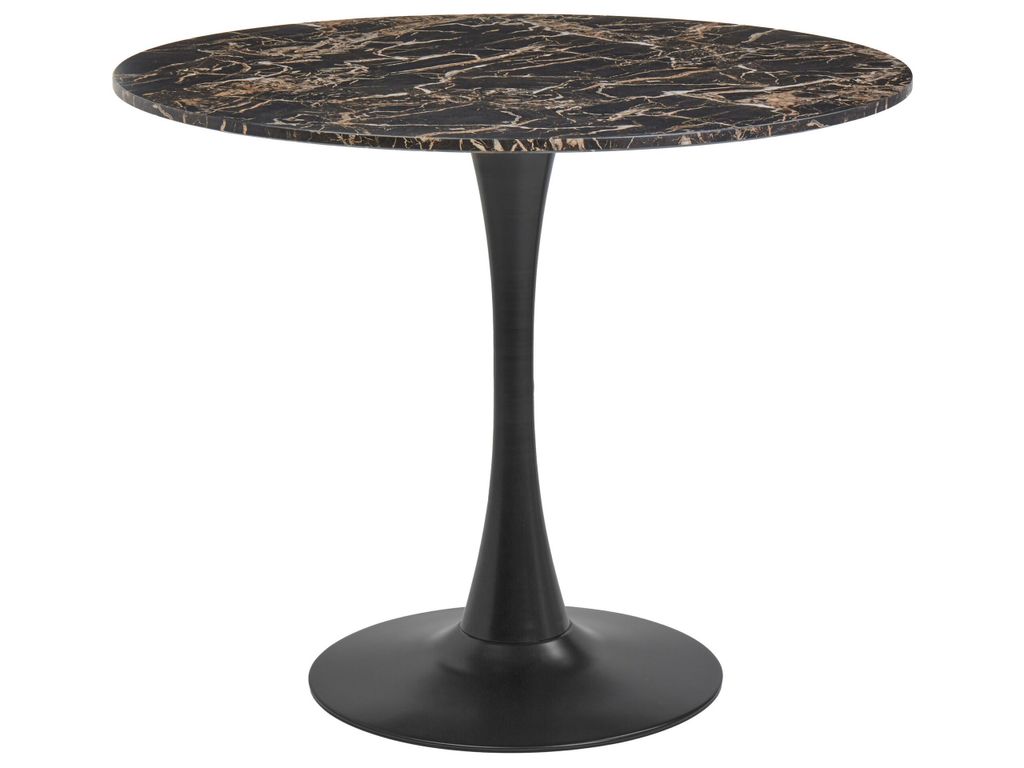 BELIANI Esszimmertisch Schwarz u. Gold Marmor Optik Rund 90 cm MDF-Platte Metall Modern für Esszimmer Küche Wohnzimmer