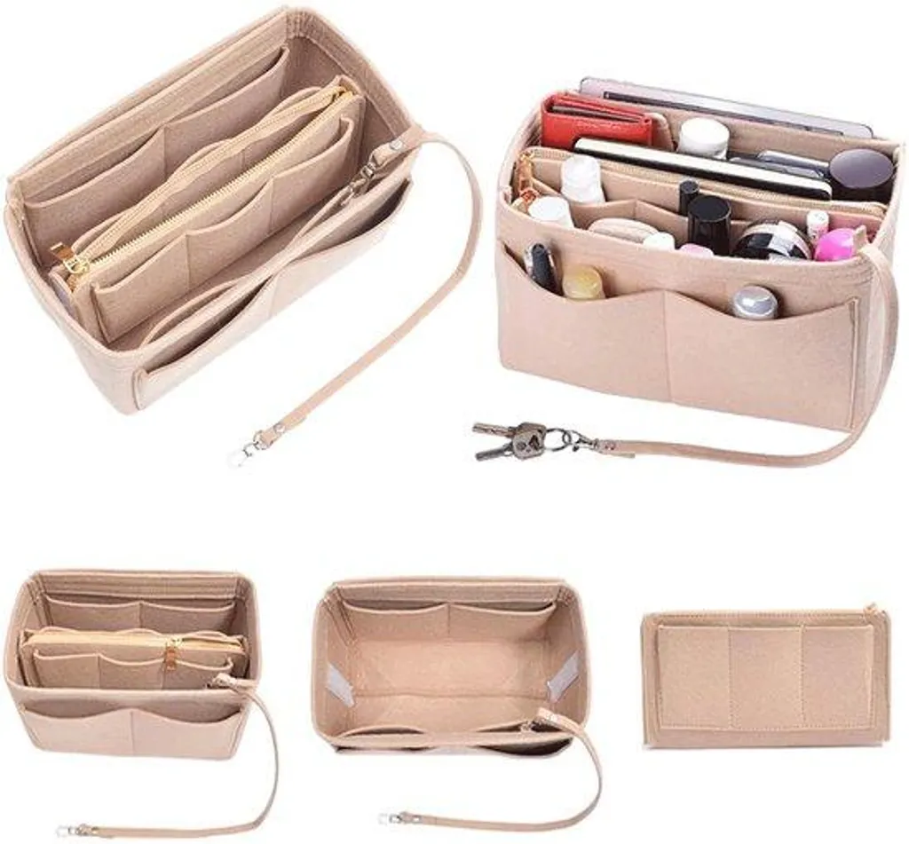 Organiseur de sac à main en feutre MINZHI Beige avec pochette amovible