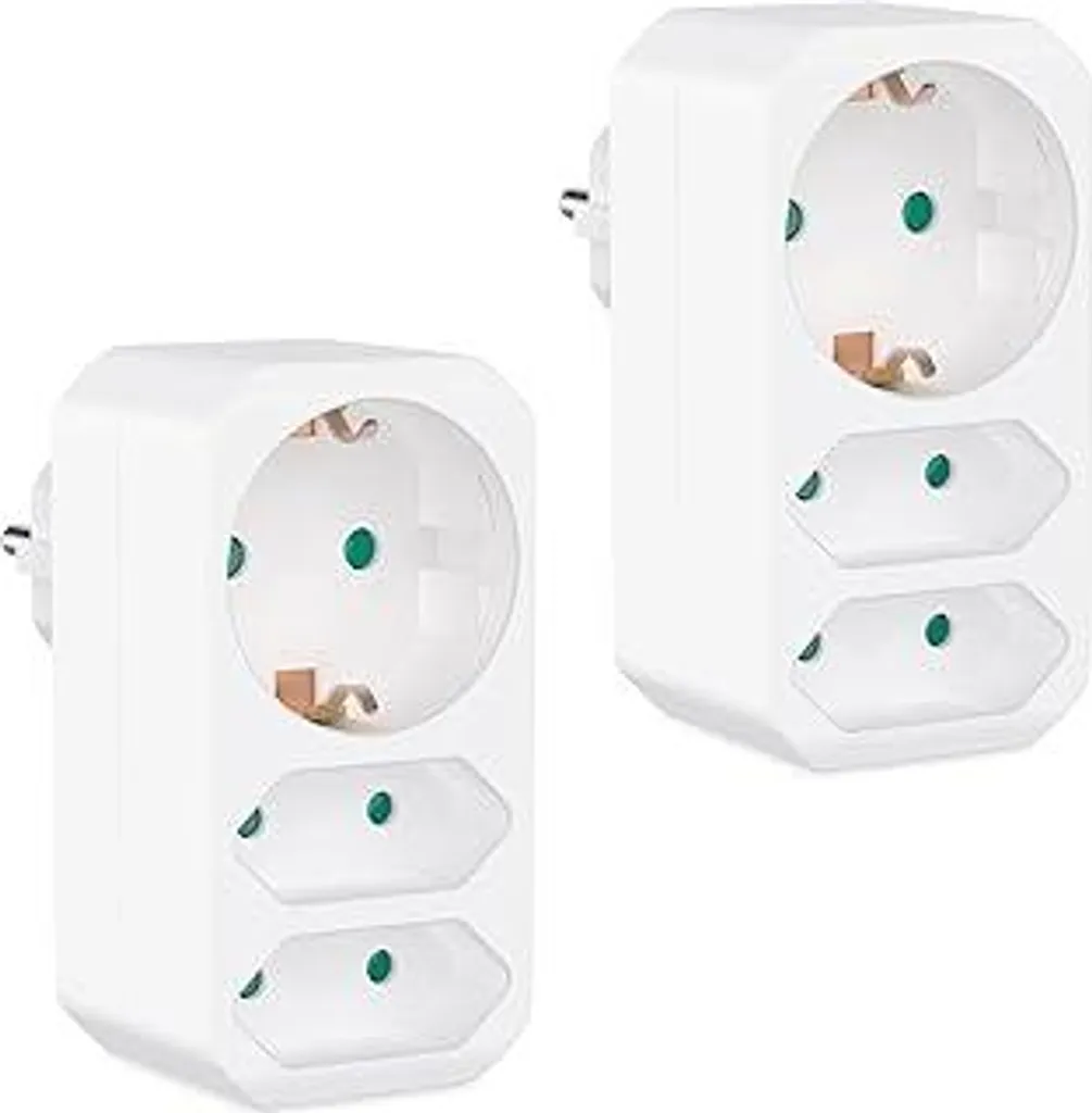 Adattatore Triplo Benon 16A 3680W - Doppia Presa Multiple Bianca