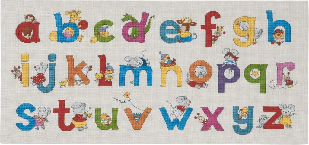 Offerta Kit Ricamo Permin 90-0397 Happy Friends ABC Punto Croce