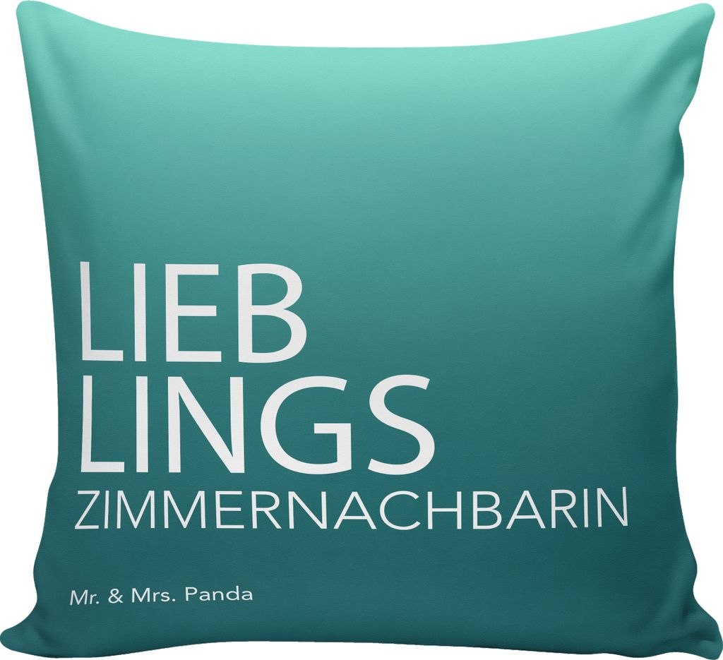 Mr. & Mrs. Panda Kuschel Kissen Zimmernachbarin - Aquarellblau - Geschenk, WG, Zimmernachbarinnen, Geschenkidee, Patientin, Sofa, Deko, bedruckt, L...