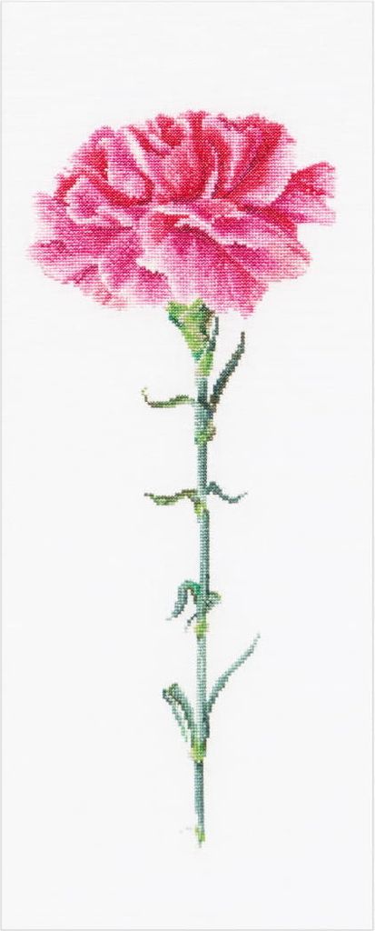 Thea Gouverneur Kreuzstich Stickpackung "Nelken rosa Aida", Zählmuster, 17x42cm