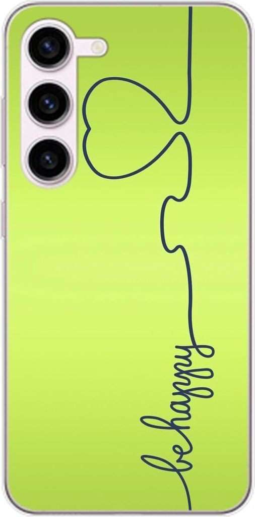 König Design Hülle kompatibel mit Samsung Galaxy S23 Kunststoff Soft Handyhülle - Handy Case Be Happy Grün