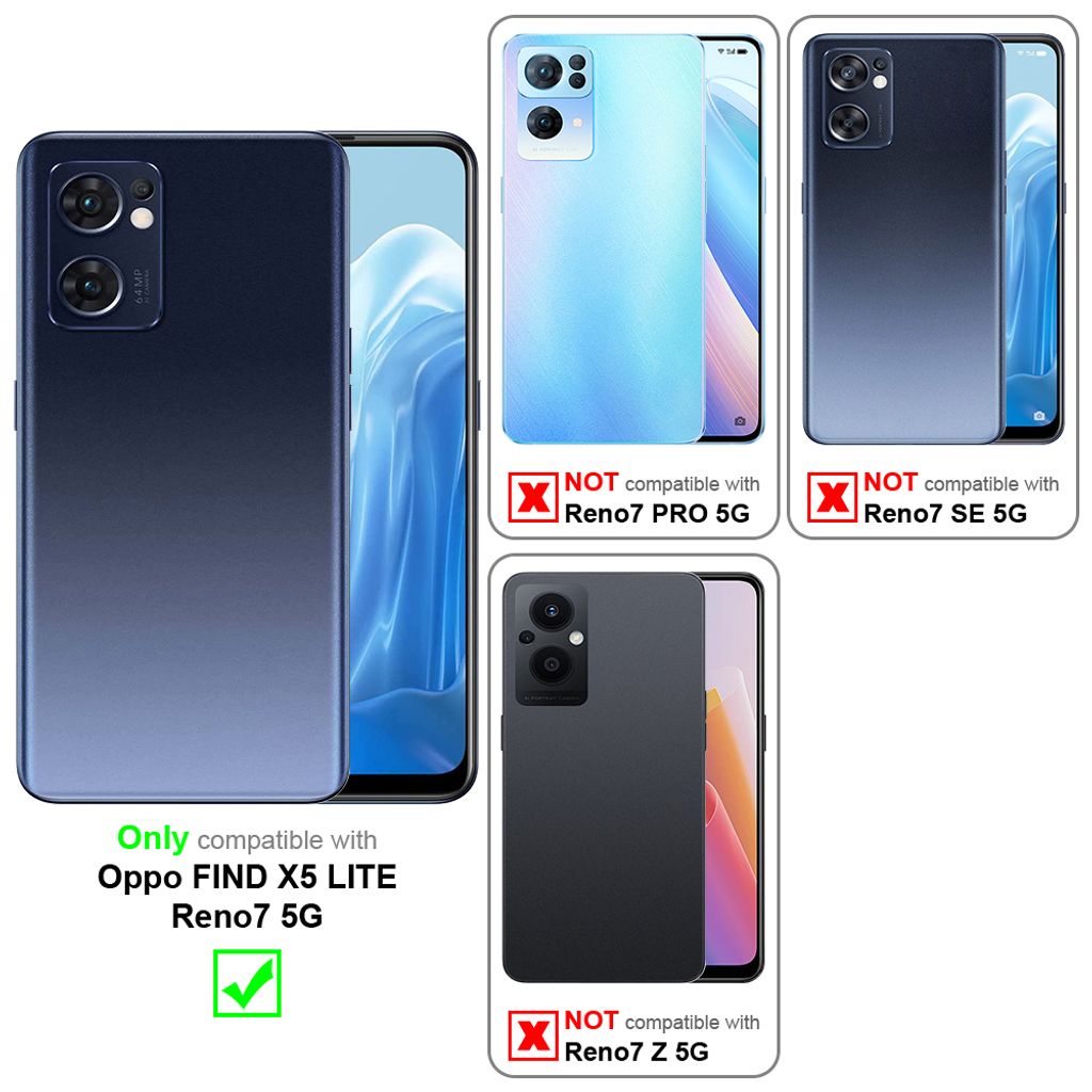 Custodia Portafoglio Oppo Find X5 Lite/Reno7 5G Con Blocco RFID - Porta Carte E Cavalletto