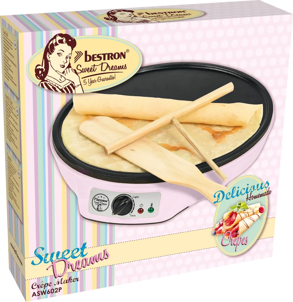 Appareil à Crêpes Électrique Rose : Crêpière Antiadhésive 1000W 30cm