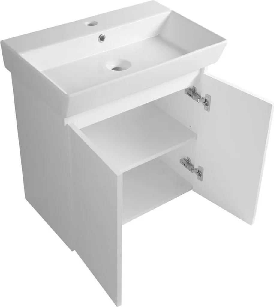 Meuble bas blanc 45x55cm PANEDA armoire robuste avec tablette réglable
