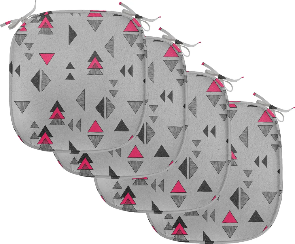 ABAKUHAUS Cuscino triangolare astratto per sedie da sala da pranzo, Pastell Shapes, cuscino decorativo impermeabile con cinturini per sedie da cucina, 40 cm x 40 cm, confezione da 4, grigio rosa grigio carbone - 1