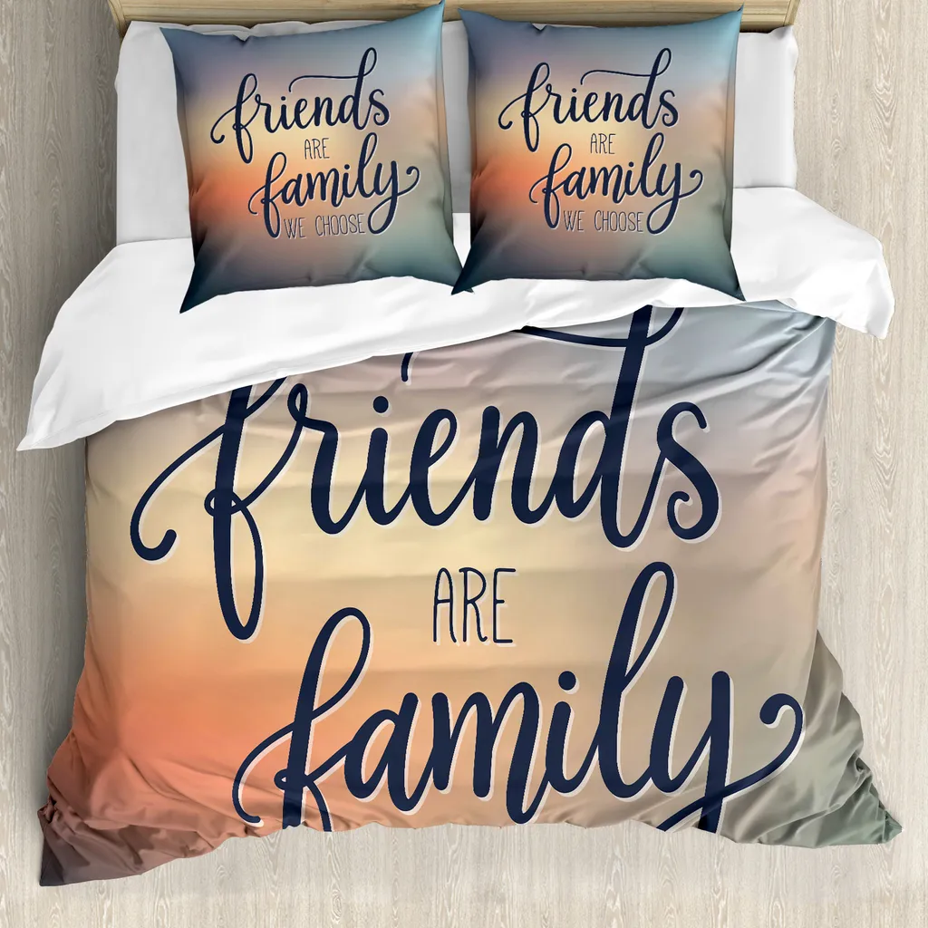 ABAKUHAUS Copripiumino Amici Famiglia BFF Antiacaro 155x220cm Blu Giallo