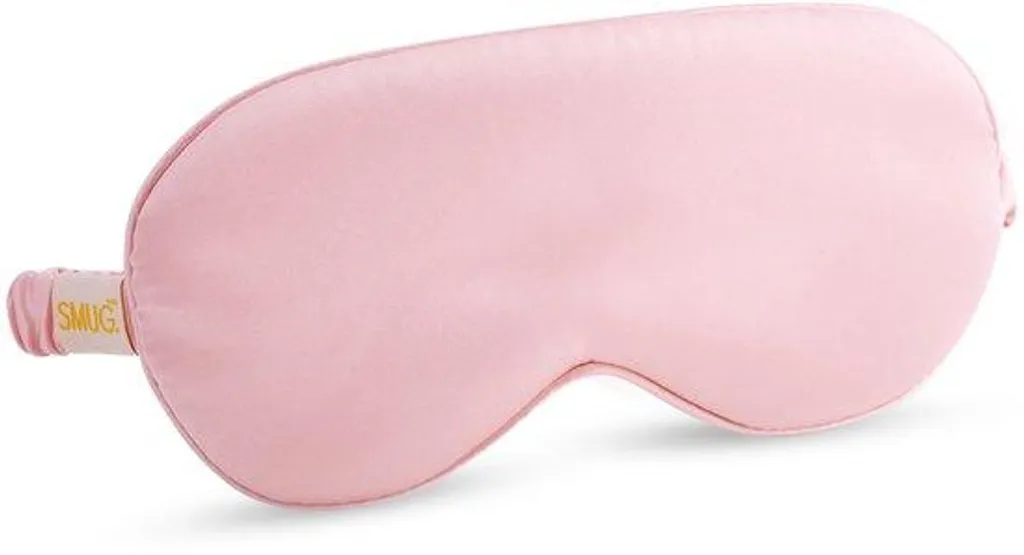 Masque de sommeil occultant en satin rose avec élastique ajustable