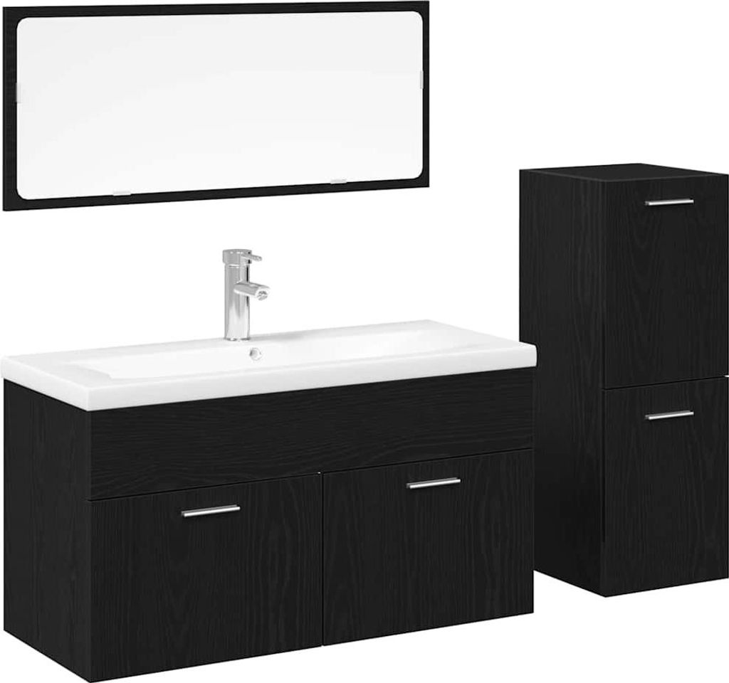 "2026 MODERNE"Badezimmermöbel-Set stylische - Badezimmerschrank, Badschrank - 4 pcs Schwarz Eichen-Optik Holzwerkstoff - Badezimmerschränke NeuM...