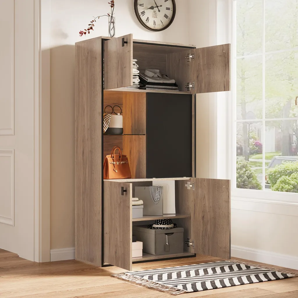 Bibliothèque Vitrine de Salon en Bois pour Rangement Livres et Déco