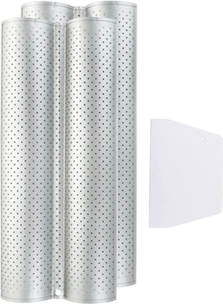 Perforiertes franz?sisches Baguette-Brotblech, 2-wellig, 2er-Set, mit Teigschaber fš¹r Profi- und Heimb?cker Silber