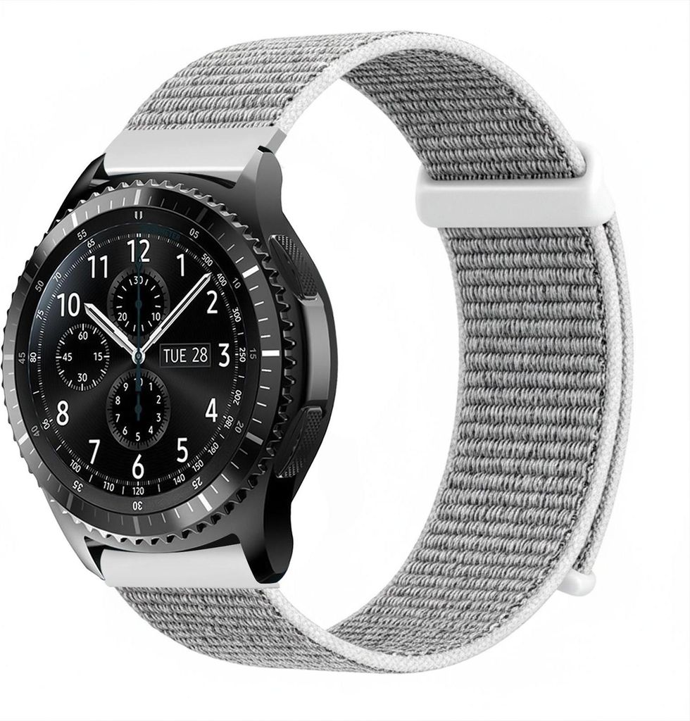 Smartwatch Armband für Samsung Gear S3 Frontier 46mm Nylon Textil Band Ersatzband Wechselband Klettverschluss flexibel atmungsaktiv Grau