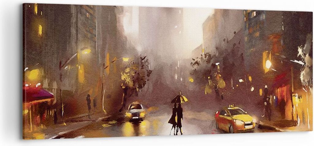 Bild auf Leinwand - Leinwandbild - Einteilig - Manhattan Paar Straße - 120x50cm - Wand Bild - Wanddeko - Wandbilder - Leinwanddruck - Bilder - Wan...