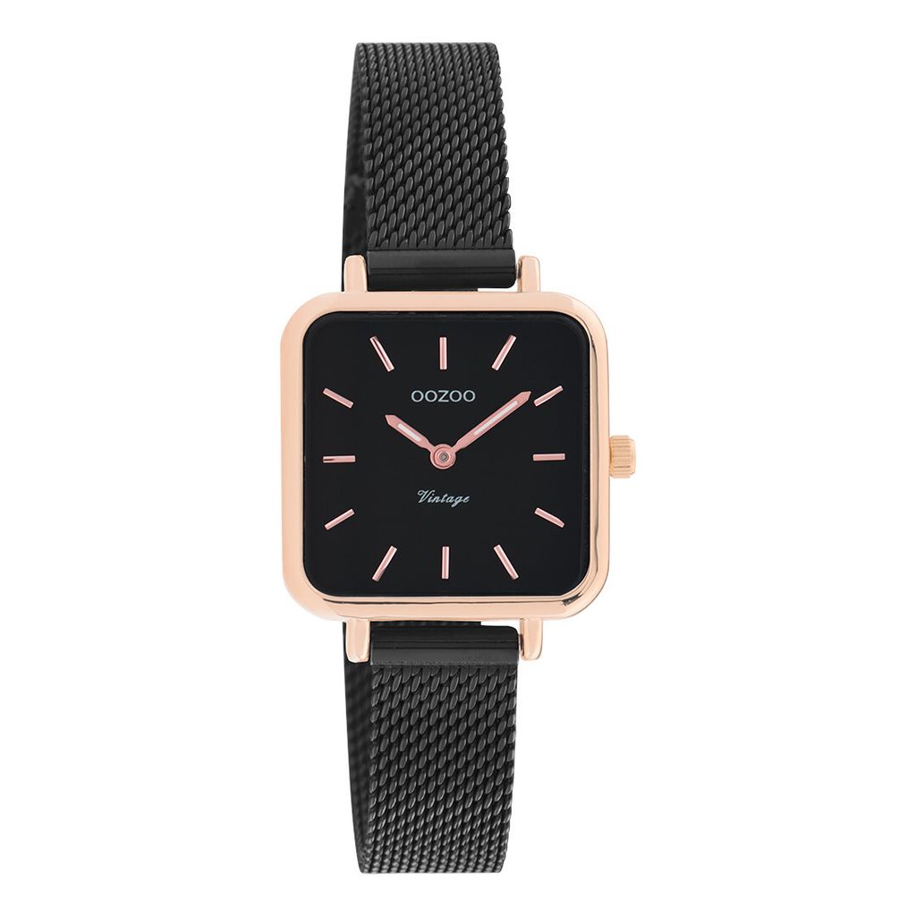 Oozoo Armbanduhr schwarz Metall Mesh Vintage Series Damen Analog-Quarzuhr UOC20265