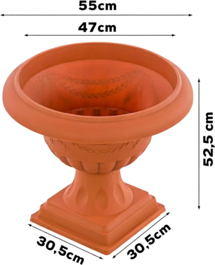 Pot de fleurs Ø 47 cm pour terrasse avec support surélevé terre cuite - 2