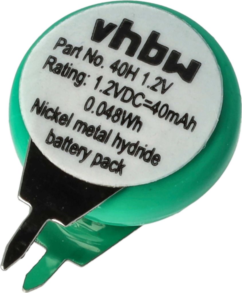 vhbw NiMH Ersatz Knopfzellen-Akku Typ 1/V40H 2-Pins 40mAh Produktbild 