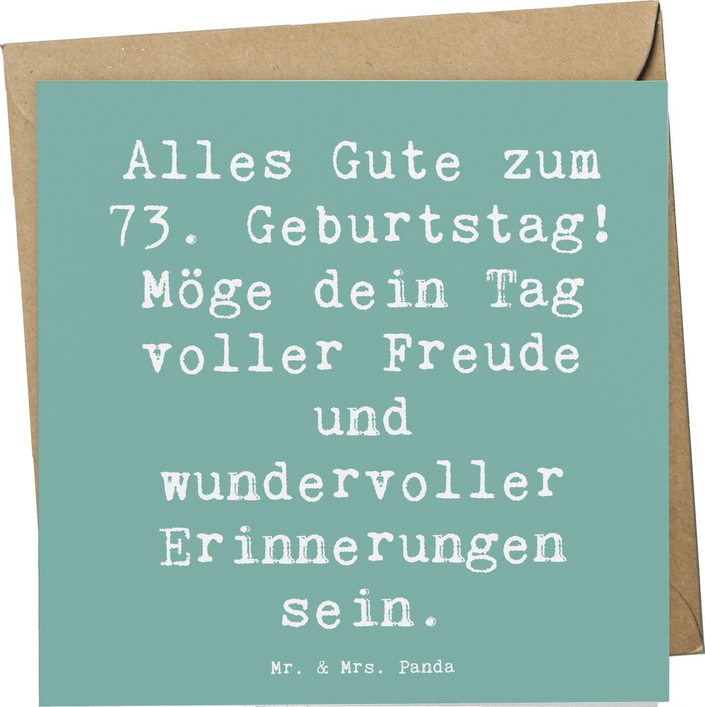 Mr. & Mrs. Panda Grußkarte Spruch 73. Geburtstag Freude - Meeresbrise - Geschenk, Klappkarte, faltkarte, Meilenstein, Happy Birthday, Lachen, anla...