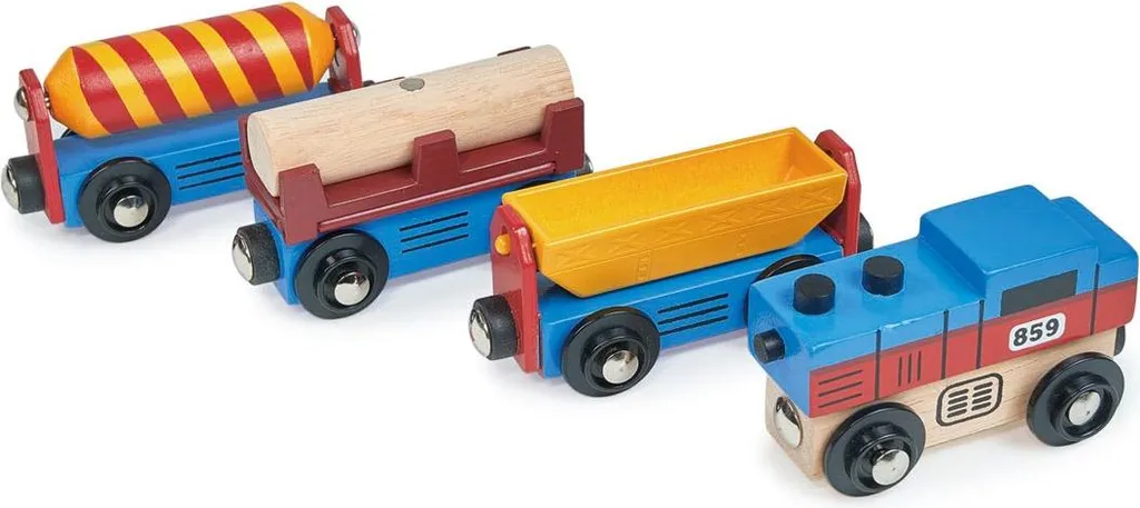 Train de Marchandises Mentari en Bois Durable avec Aimants Magnétiques
