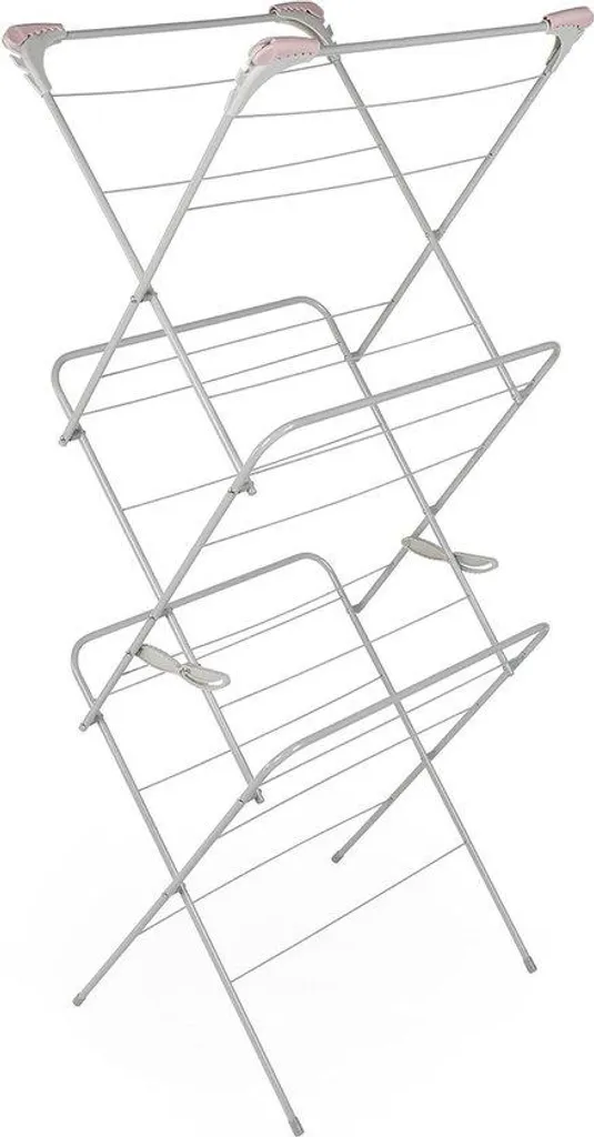 Séchoir à linge modulable 3 niveaux grande capacité 138 cm rose et gris