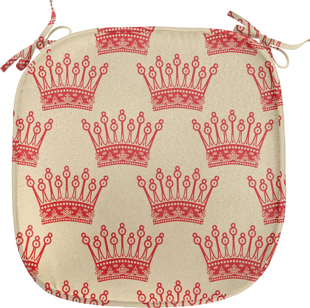 ABAKUHAUS Königin Polster für Esszimmerstühle, Vintage Red Crown Pattern, Dekoratives wasserfestes Kissen mit Riemen für Küchensitze, 40 cm x ...