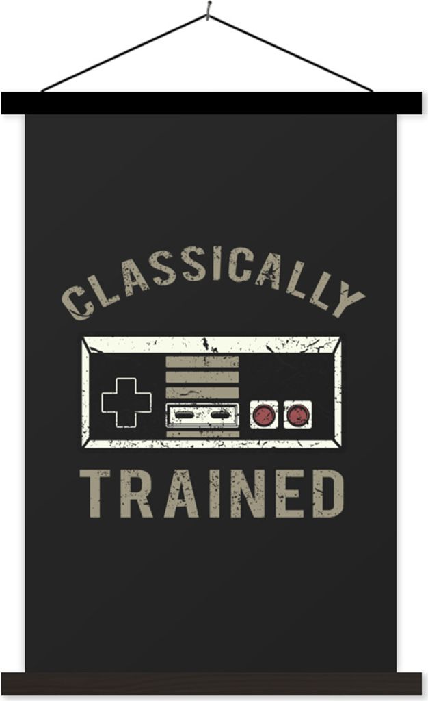 MuchoWow Textilposter Vintage - Spiele - Controller 40x60 cm mit schwarzem Rahmen - Wanddekorationen