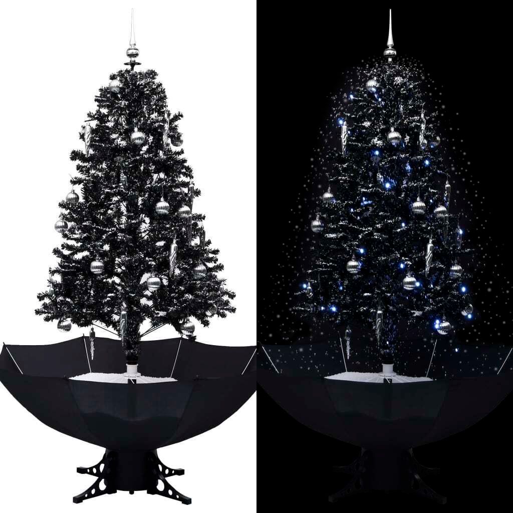 The Living Store Schneiender Weihnachtsbaum mit Schirmfuß Schwarz 170 cm PVC