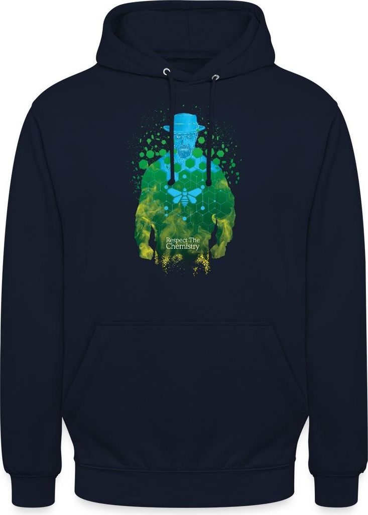 Spreadshirt Breaking Bad Respektiere Die Chemie Walter White Uni Hoodie, M, Navy