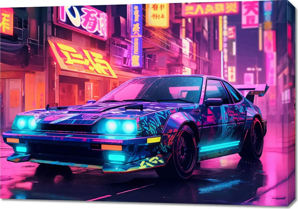 Quadro 100x70 cm Notte in Neo-Tokyo | Stampa su Tela d'Arredo Moderna
