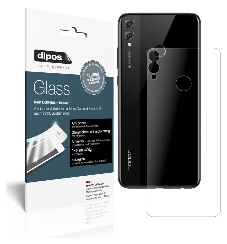 2x Schutzfolie für Honor View 10 Lite Rückseite matt - Anti-Shock 9H Folie dipos