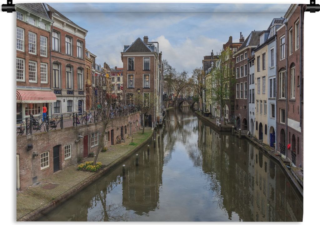 MuchoWow Wandteppich Wandbehang Architektur - Utrecht - Kanal 60x45 cm Tapisserie Dekoration Wandtuch - Das Schlafzimmer