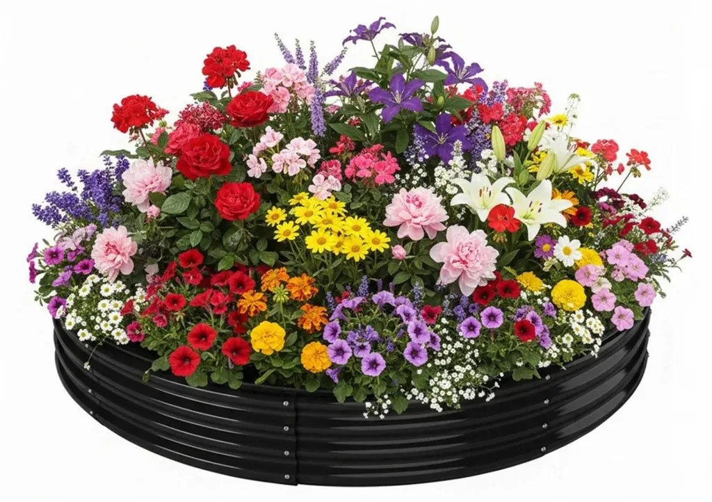 Carré potager rond pour fleurs et aromates blanc 107 cm sans fond