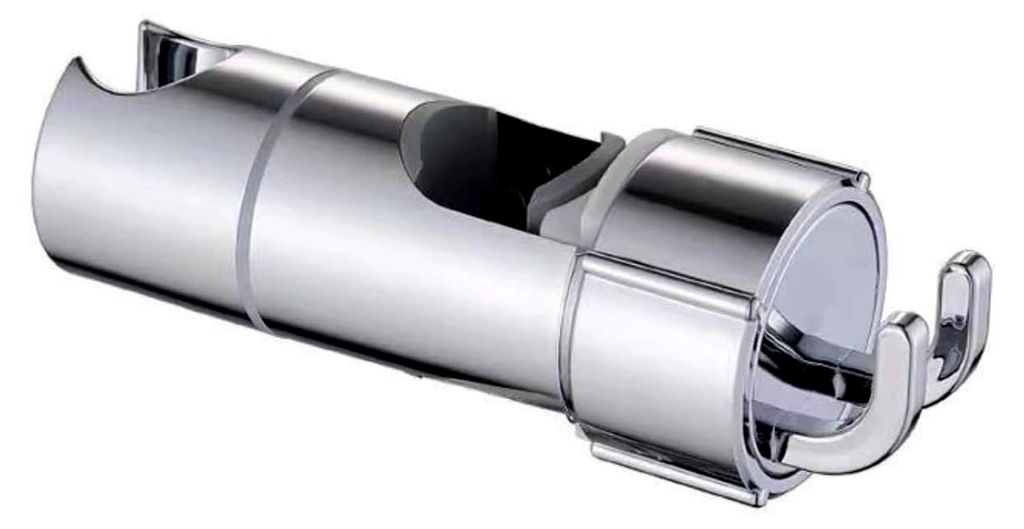 Duschkopfhalterung, Handbrause Halterung Universal Verstellbar 18–25 mm, Duschhalterung ohne Bohren, Halterung mit Haken für Duschstangen (Silber)