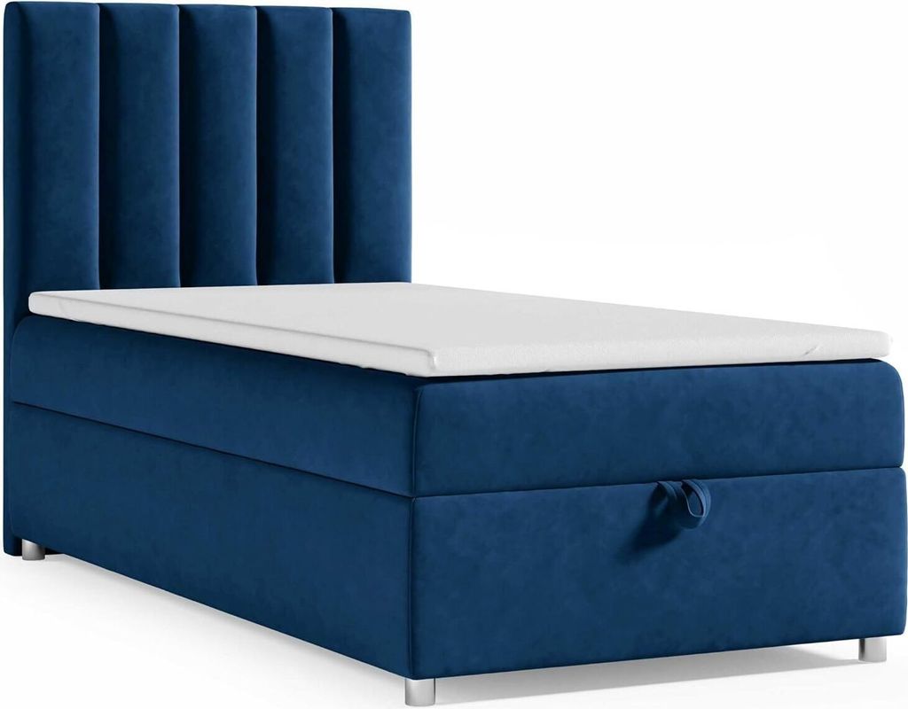 Boxspringbett mit Bettkasten Trinity K-10 SINGLE Bonellfederkern inkl. Topper, mit Lieferung, Aufbau & Entsorgung Blue (90x200)