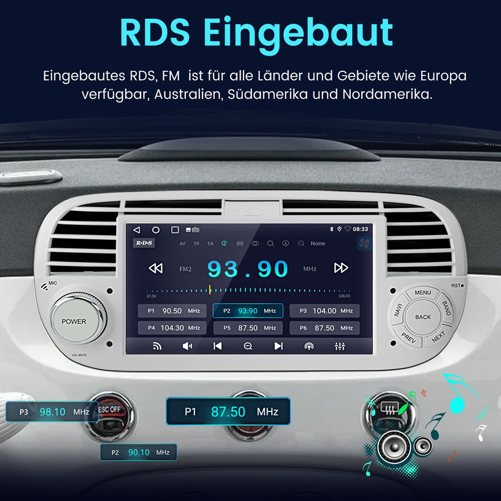 Autoradio Android Per Fiat 500 2007-2015 - Stereo 7 Pollici Con GPS, Bluetooth, WiFi E RetroCamera - Foto 11