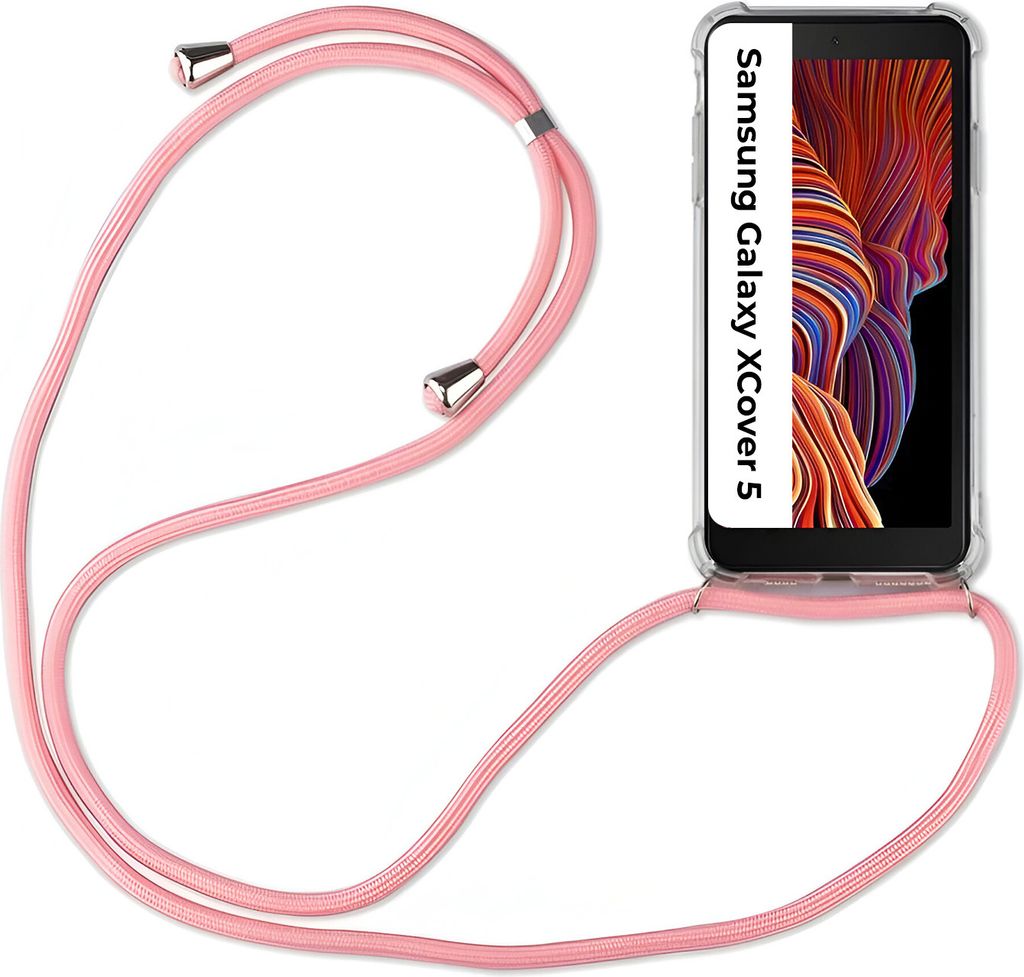 Handykette für Samsung Handyhülle mit Band Schutz Hülle Handy Tasche mit Schnur Samsung Galaxy XCover 5 Rosa