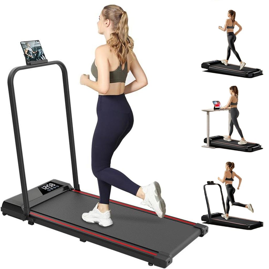 Laufband für Zuhause Faltbare 12 KM/H, Laufbänder für den Schreibtisch mit Steigung, Walking Pad mit Bürstenlosem Motor, max Belastung 136 kg