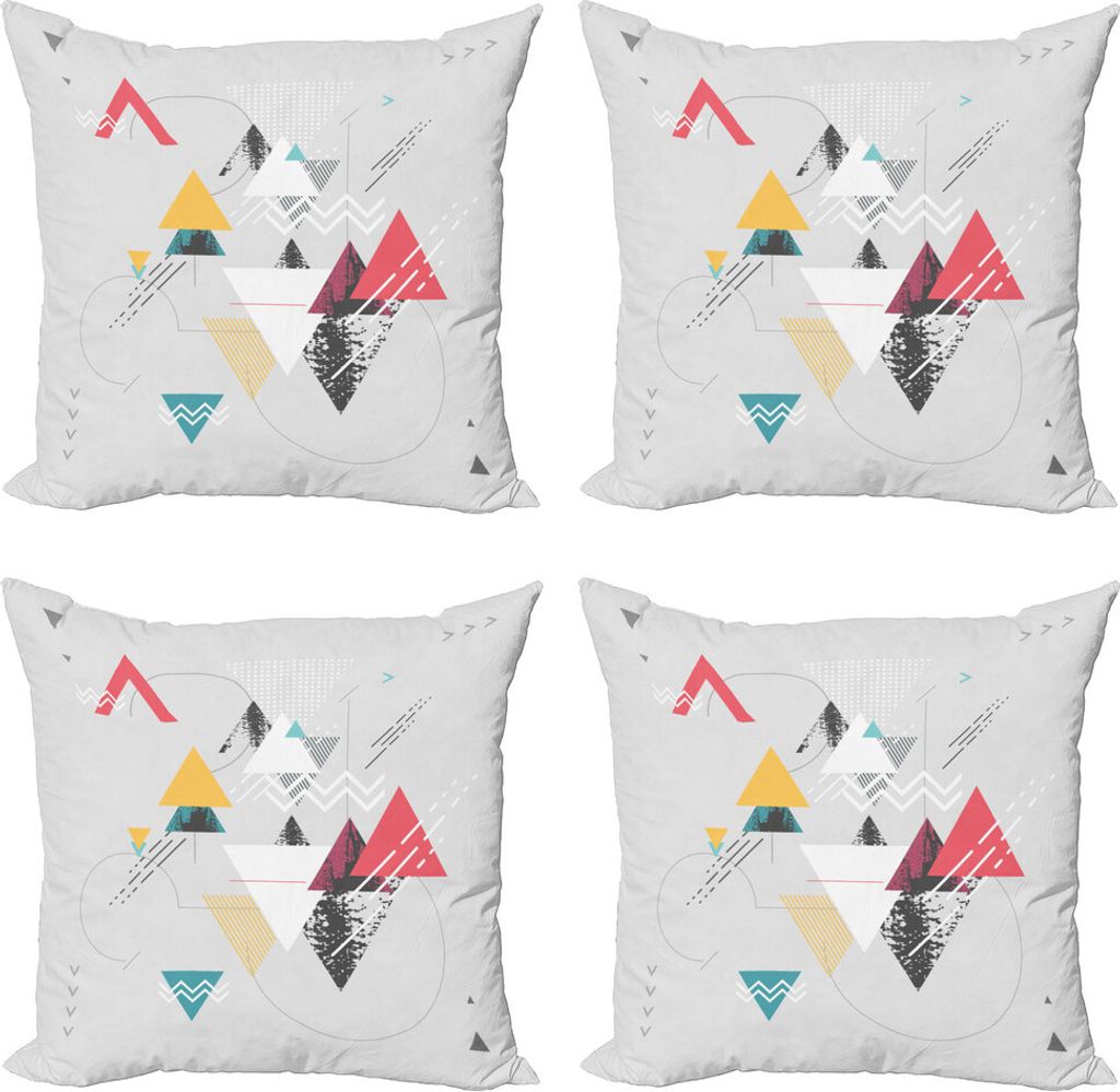 ABAKUHAUS Abstrakt Kissenbezug Set (4 Stück), Dreieck Geometric, Moderner Doppelseitiger Digitaldruck, 40 cm x 40 cm, Mustard Pale Grey Teal