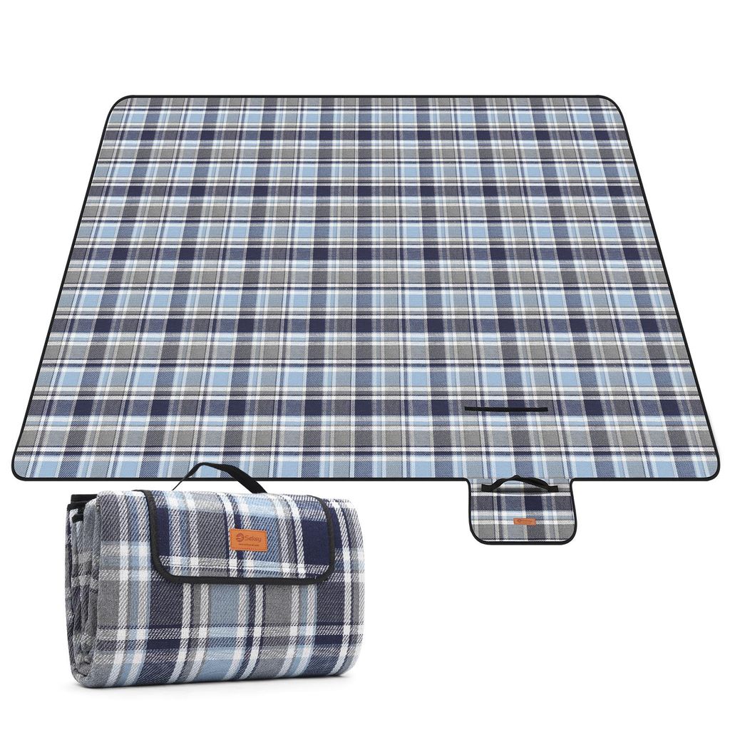 Sekey Picknickdecke Wasserdicht Isoliert Garten Campingdecke Outdoor Stranddecke 200x200 cm, Blau