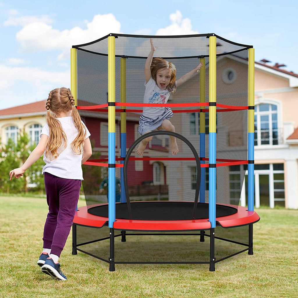 Kinder Trampolin Gartentrampolin Kindertrampolin mit Schutznetz Fitness Outdoor 