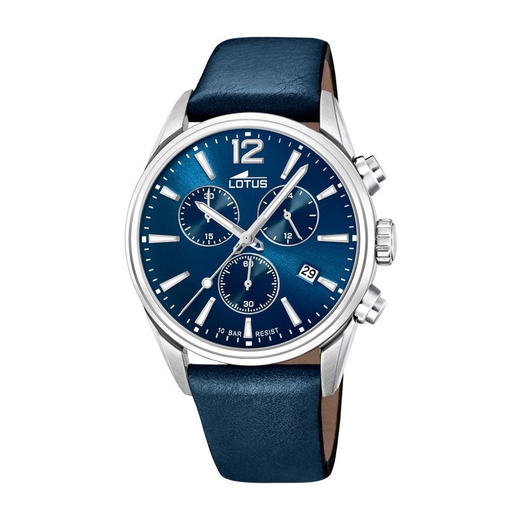 Lotus Herren Armbanduhr Lederband blau Chronograph 18691/1