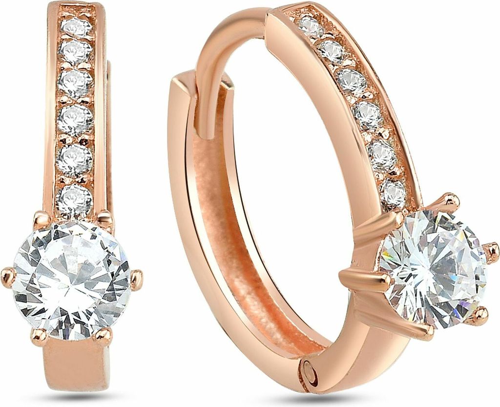 Dkeniz Creolen 925/- Sterling Silber 2 cm Rosé Zirkonia weiß 145230013