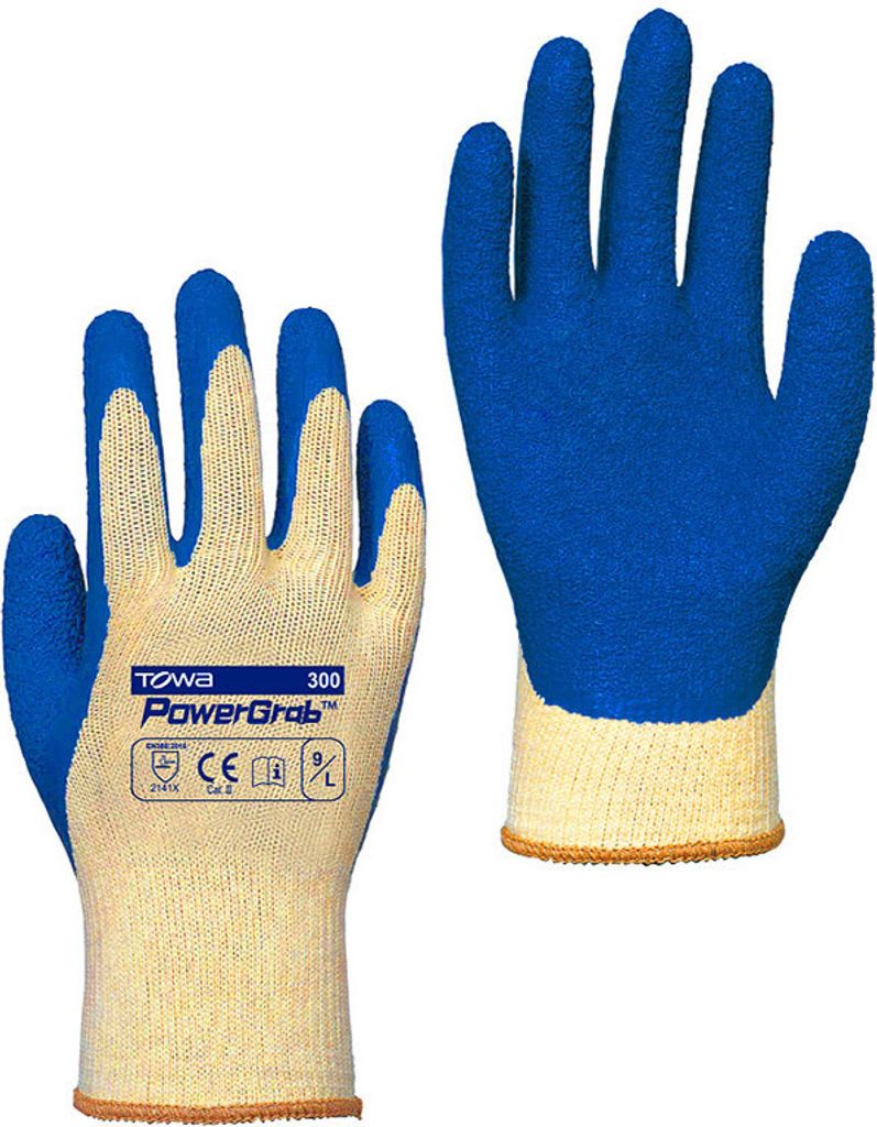 TOWA PowerGrab natur/blau mit CrinkleFinish Latexbeschichtung Größe 11 , 1 Paar
