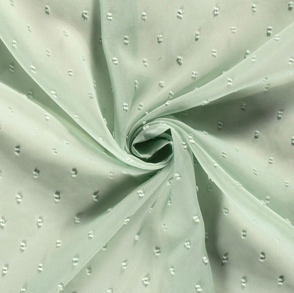 Chiffonstoff Meterware Dobby Pünktchen mintgrün 1,45m