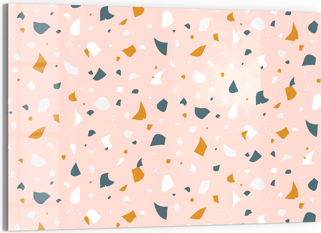 DEQORI Glasbild Echtglas 90x60 cm 'Rosa Terrazzo-Zauber' Produktbild 